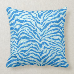Blue Glitter Print Zebra Stripe Pattern Pillow