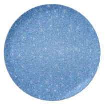 Blue glitter stars dinner plates