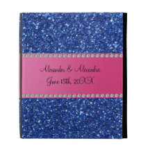 Blue glitter wedding favors iPad folio case