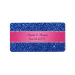 Blue glitter wedding favors labels