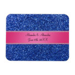Blue glitter wedding favors rectangular magnet