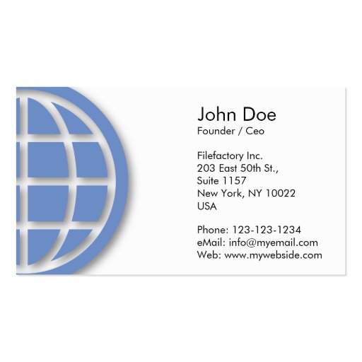 Blue Globe Design Business Card Templates (front side)