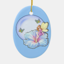 Blue Globe Fairy Christmas Tree Ornaments