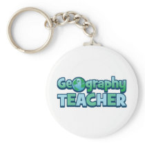 Blue Globe Geography Teacher keychains