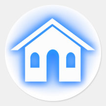 blue glow home round stickers