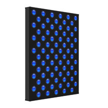 Blue Glowing Bubbles Black Canvas Print