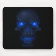 Blue Glowing Skull Mouse Mats