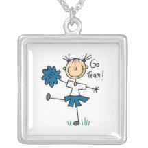 Blue Go Team Cheerleader T-shirts and Gifts Necklaces