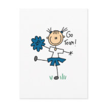 Blue Go Team Cheerleading Tshirts and Gifts postcards by stick_figures Blue Go Team Cheerleading Tshirts and Gifts postcards