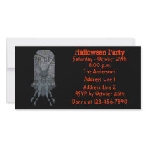 Blue Goblin Tombstone Halloween Party Invite Customized Photo Card