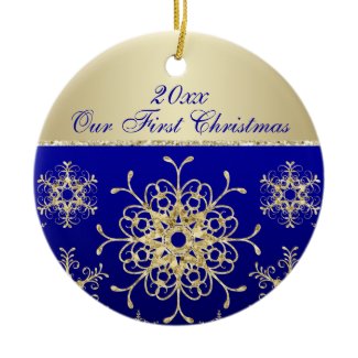 Blue, Gold 1st Christmas Keepsake Ornament