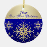Blue, Gold 1st Christmas Keepsake Ornament