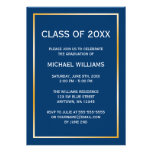 Blue Gold Border Graduation Announcement