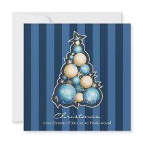 Blue & Gold Bubbles Christmas Tree invitations by Ruxique Blue & Gold Bubbles Christmas Tree invitations