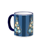 Blue & Gold Bubbles Christmas Tree Coffee Mugs