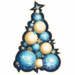 Blue &amp; Gold Bubbles Christmas Tree Photo Cutouts