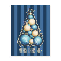 Blue & Gold Bubbles Christmas Tree postcards by Ruxique Blue & Gold Bubbles Christmas Tree postcards