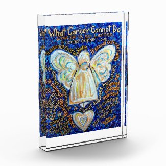 Blue & Gold Cancer Angel Custom Paperweight