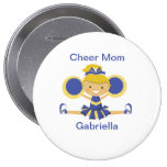 Blue & Gold Cheer Mom Cheerleader Button buttons