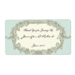 Blue Gold Cream Vintage Frame Water Bottle Label