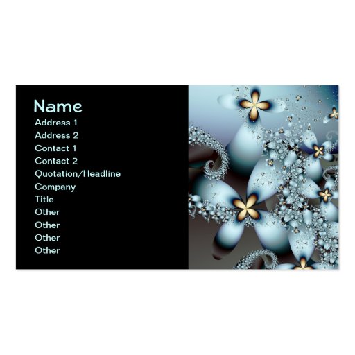 Blue Gold Cute Abstract Floral Business Cards (front side)