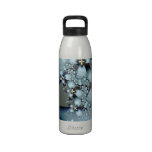 Blue Gold Cute Abstract Floral Drinking Bottles