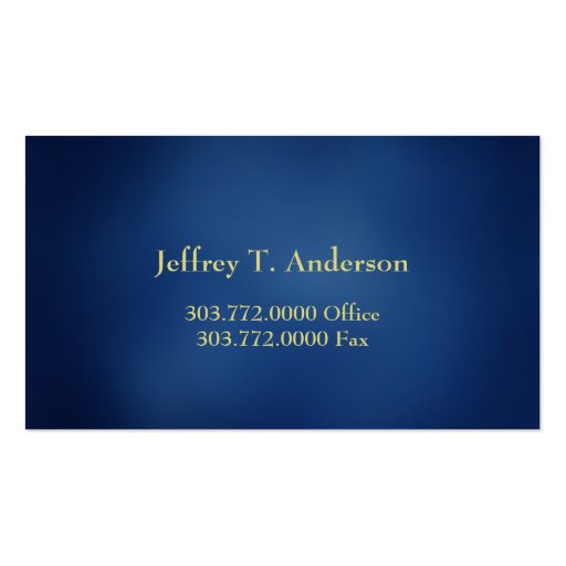 Blue Gold Frame Professional Business Card (back side)