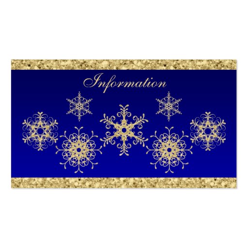 Blue, Gold Glitter LOOK Snowflakes Enclosure Card Business Card Template