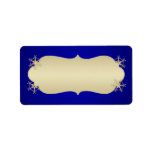 Blue, Gold Glitter Snowflakes Address Label Blank