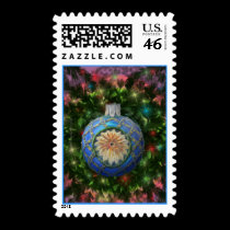 Blue Gold Green Bulb Stamp