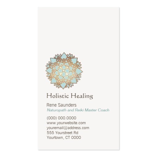 Blue Gold Lotus Healing Arts and Natural Healing Business Card Template (front side)