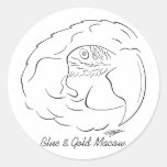 Blue & Gold Macaw Drawing Round Sticker