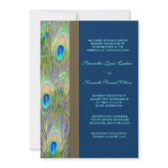 Blue & Gold Peacock Feathers Wedding Invitation invitation