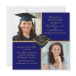 Blue & Gold Photo Graduation Invitation