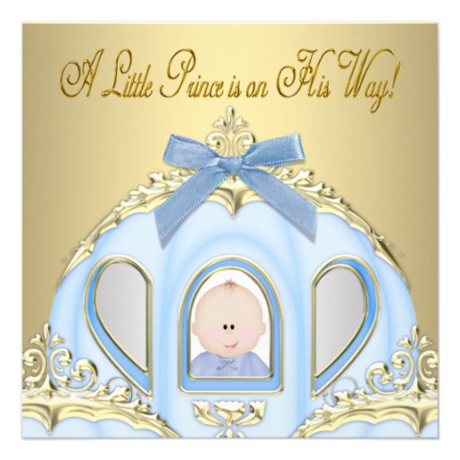 Blue & Gold Prince Baby Shower Invitations