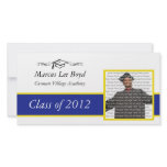 Blue &amp; Gold School Graduation Photo Announcement Personalized Photo Card