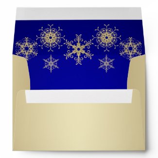 Blue, Gold Snowflakes Envelope for 5"x7" Sizes