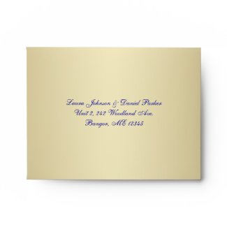 Blue, Gold Snowflakes Envelope for RSVP Card