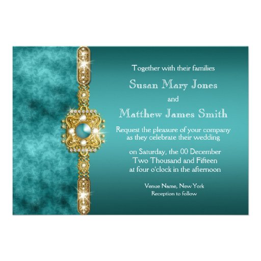 Blue gold wedding engagement birthday custom announcements