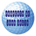 Blue Golf Ball Property of Name Stickers sticker
