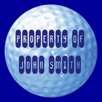 Blue Golf  Ball Property of Name Stickers