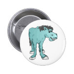 Blue Goofy Horse Button