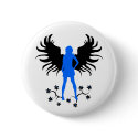 Blue Goth Angel button by HeatherArt Blue Goth Angel button