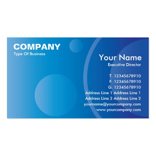 Blue Gradient Circles Business Card EX18 (front side)