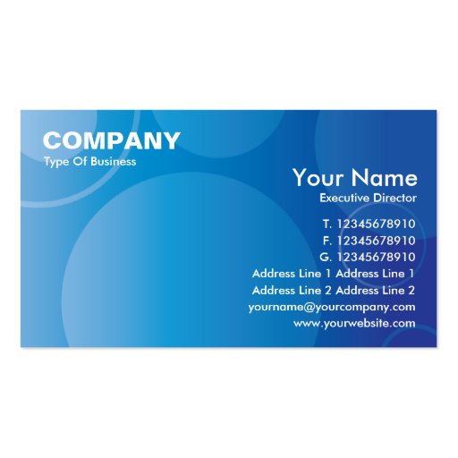 Blue Gradient Circles Business Card EX3 (front side)