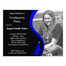 Blue Graduation Horizontal Photo Invitation