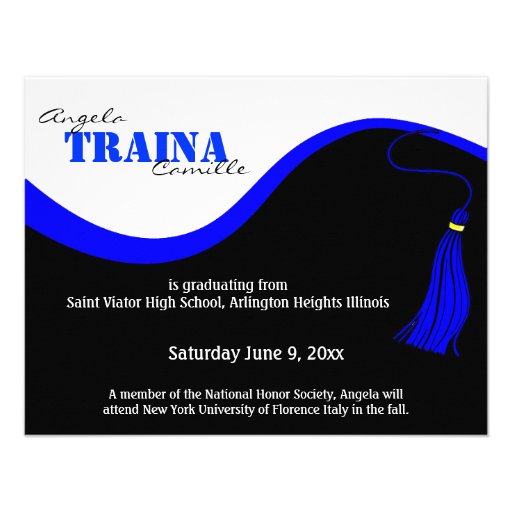 Blue Graduation Horizontal Photo Invitation