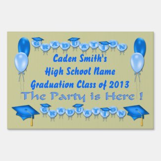 Blue Graduation Party Yard Sign