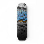 Blue graffiti skateboard