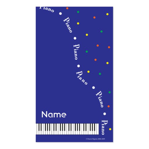 Blue Grand Piano Business Card